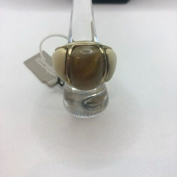 Chico's NWT Multi Cream Beige Gold Tone Stretchy Band Ring - 7 - Picture 5 of 6